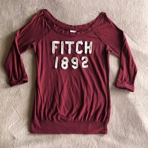 Abercrombie & Fitch maroon, 3/4 sleeve shirt